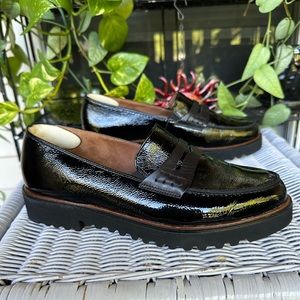 Paul Green Crinkle Patent Lug Sole Loafers